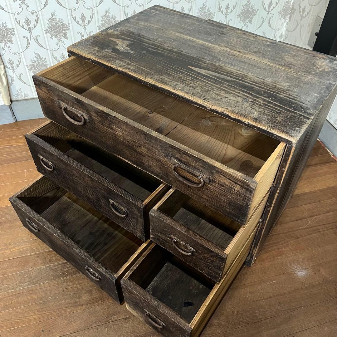 【アンティーク】昭和レトロ 木製 小箪笥 小引出し 収納棚 チェスト 古家具