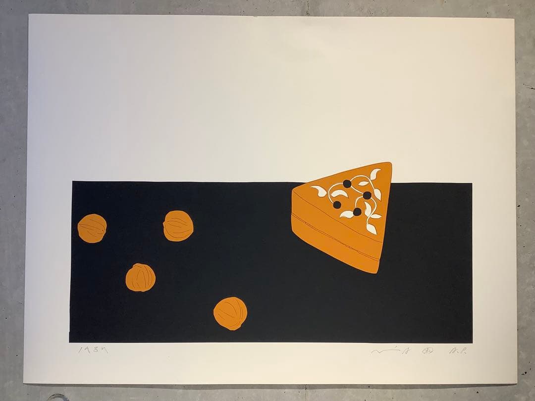 安西水丸 シルクスクリーン版画(胡桃)