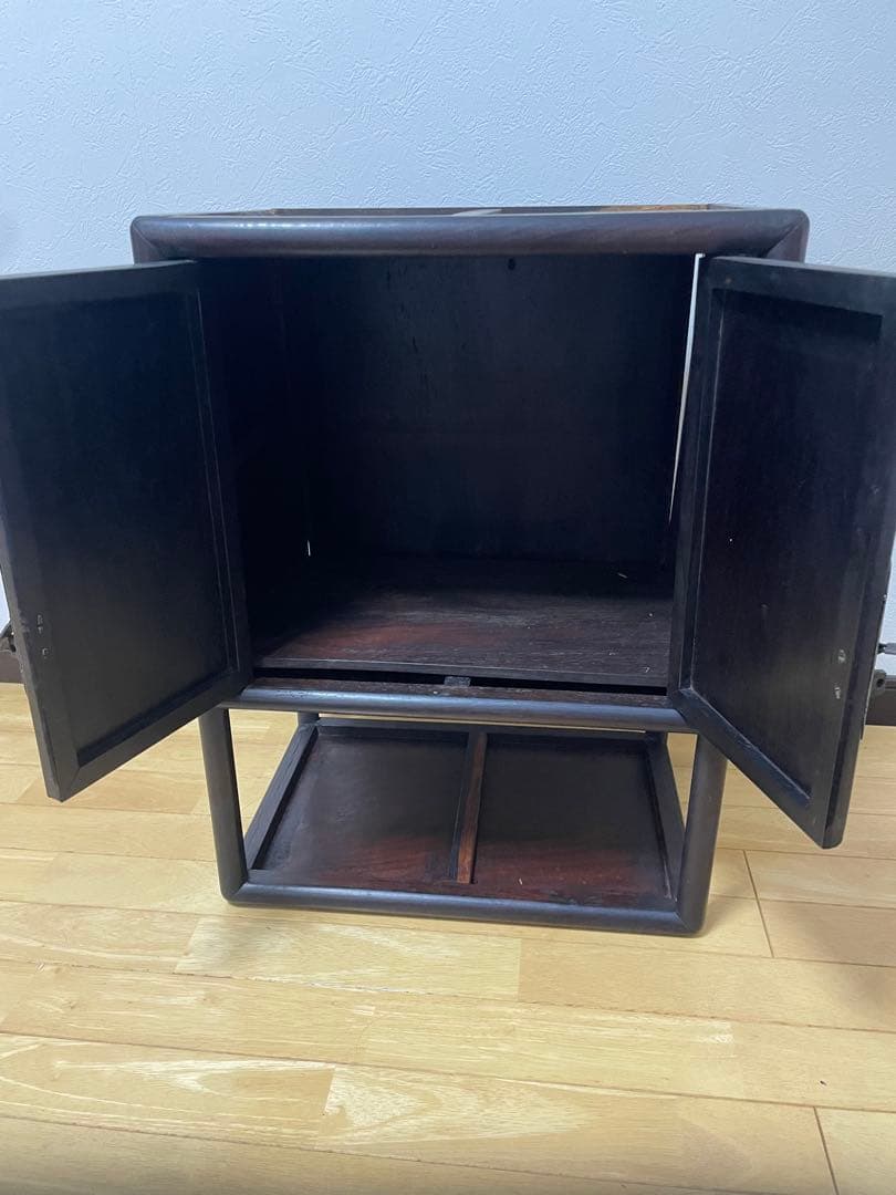 ナ*コ様 木製/漆塗/観音開き/茶箪笥/木工芸/時代/骨董/古美術/茶道/中国/