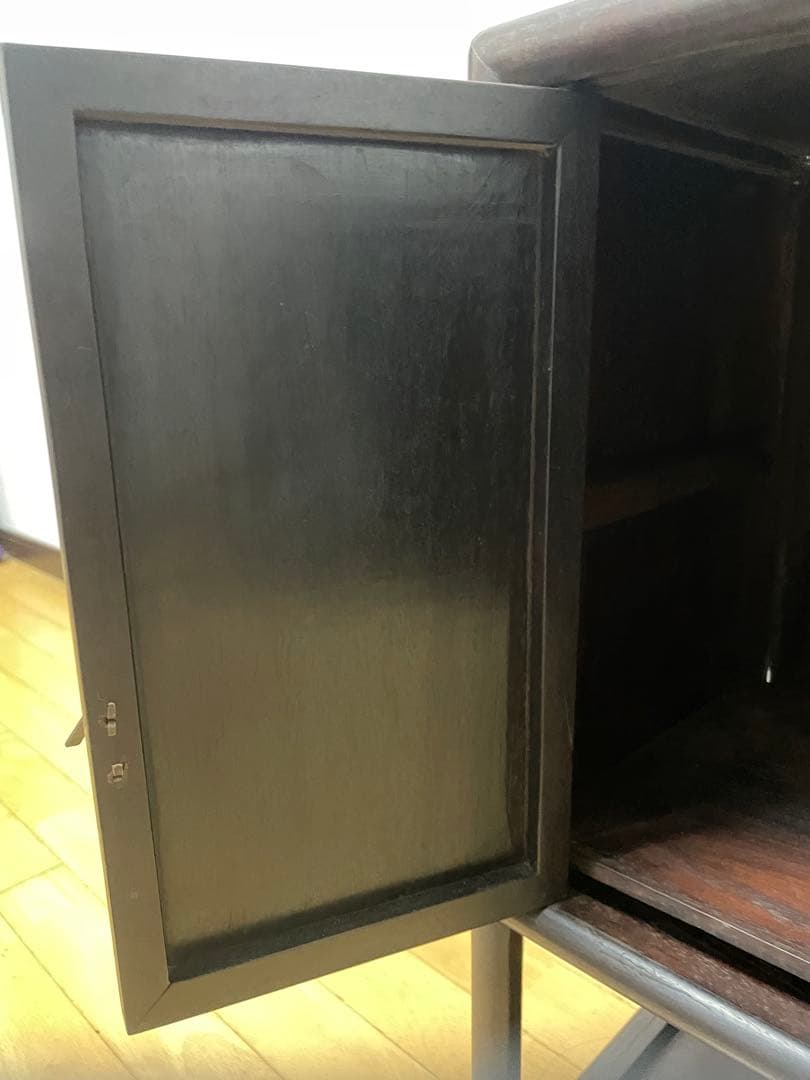 ナ*コ様 木製/漆塗/観音開き/茶箪笥/木工芸/時代/骨董/古美術/茶道/中国/