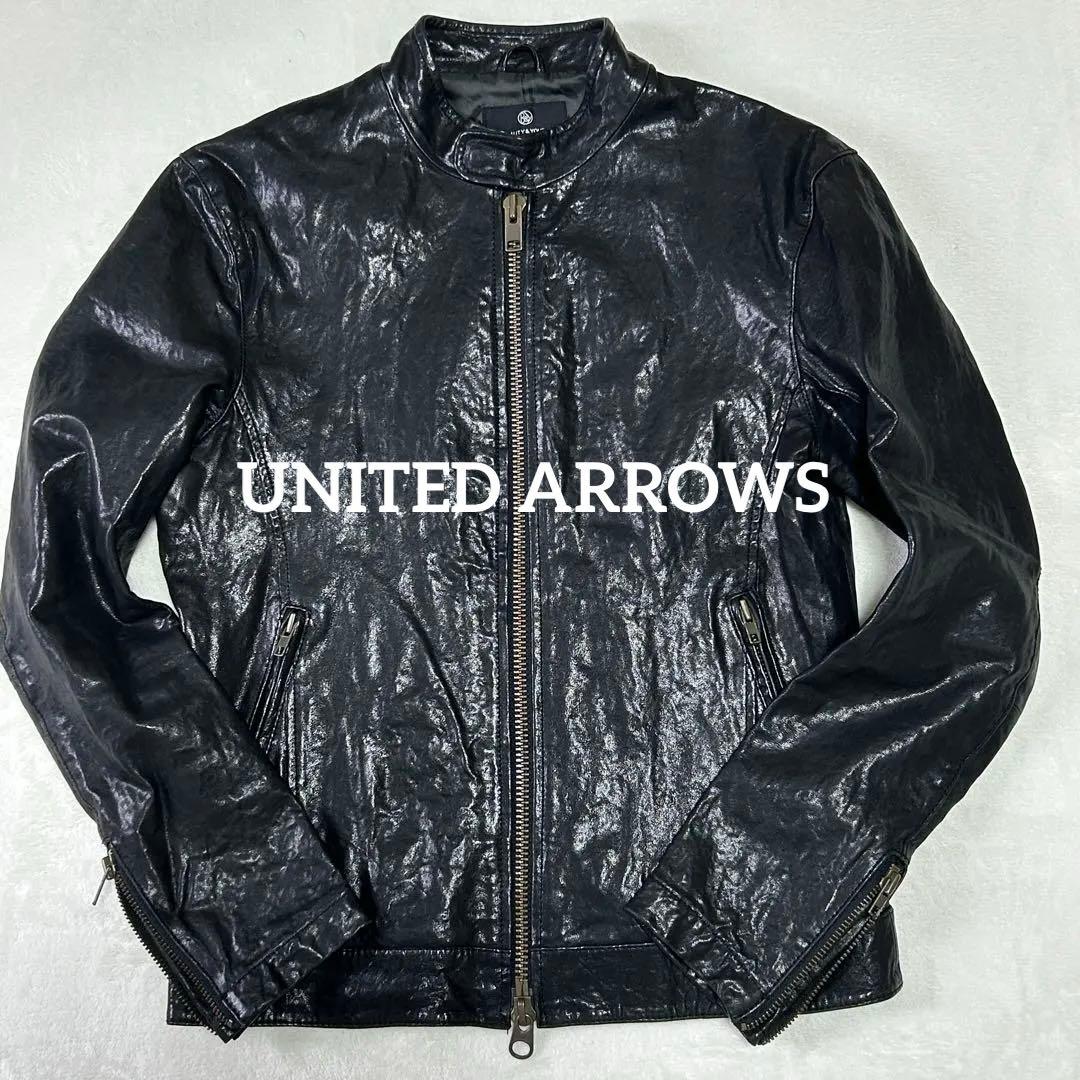 美品B&Yユナイテッドアローズ 羊革 ラムレザー シングルライダースジャケットM