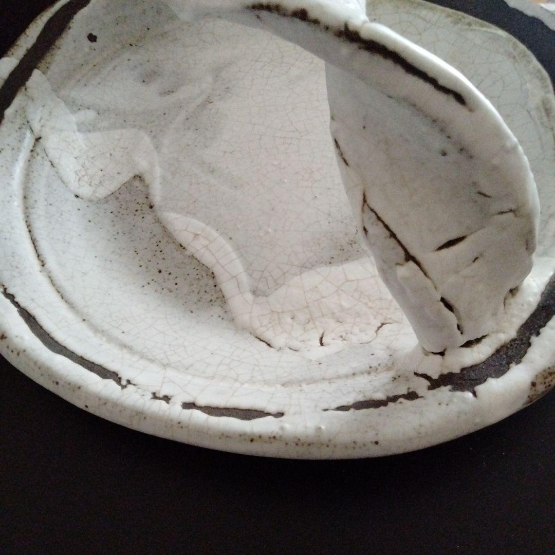 【美品】羊山窯　手付き　菓子器　盛鉢　骨董品　フルーツ盛り皿　置物　アンティーク