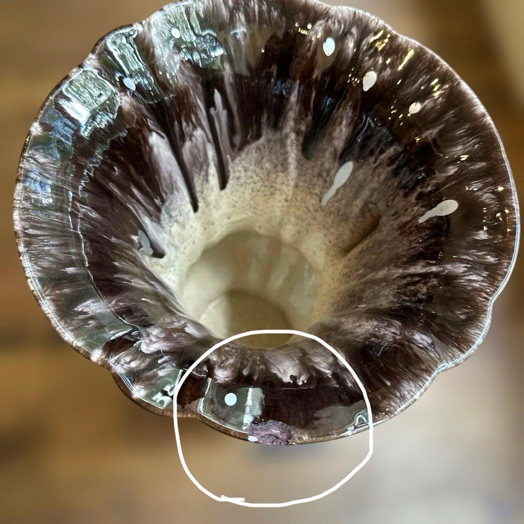 茶色の陶器製花瓶　イギリスアンティーク