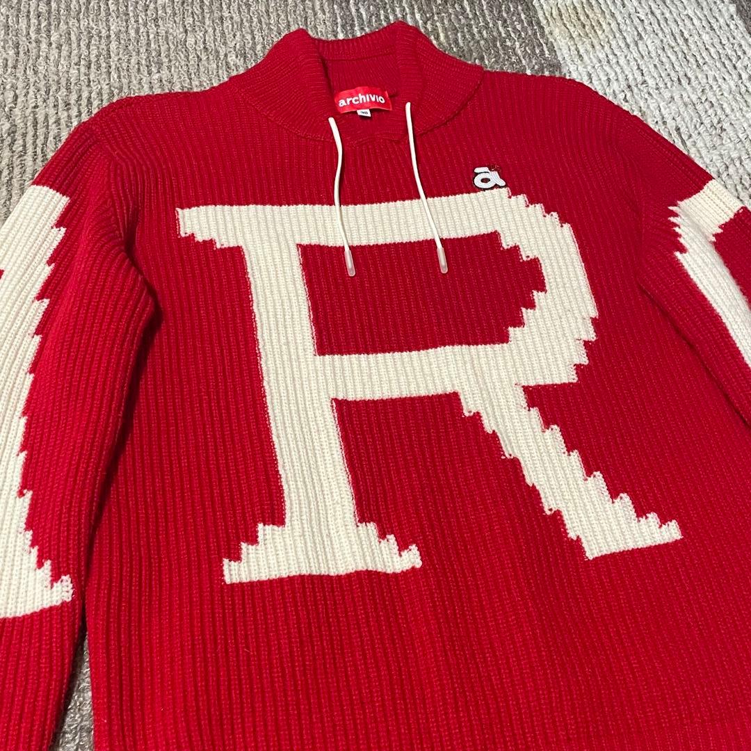 アルチビオ 長袖ニット ビッグロゴ 赤 レッド トップス ゴルフウェア