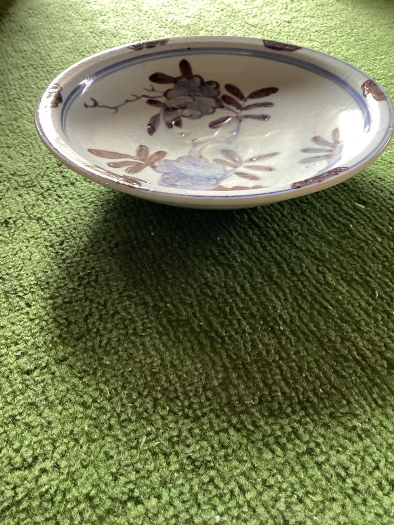 古美術骨董品　初期伊万里　染め付け花柄　幅21cm 江戸前期