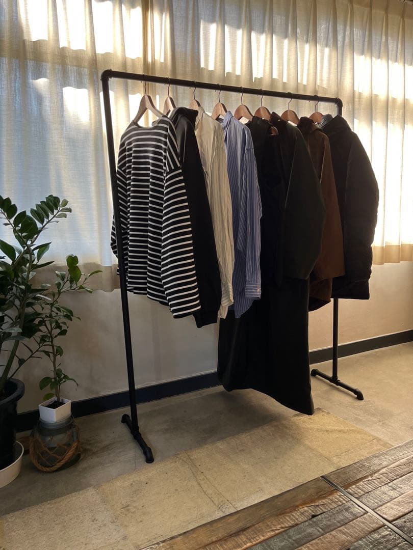 アイアン ハンガーラック インダストリアル ガス管 パイプ 黒 什器 鉄