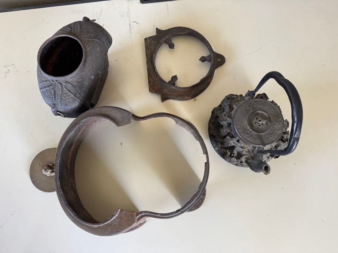 龍文堂 五徳 鉄壷 骨董 時代物 煎茶道具 茶釜 火鉢 囲炉裏 鉄瓶