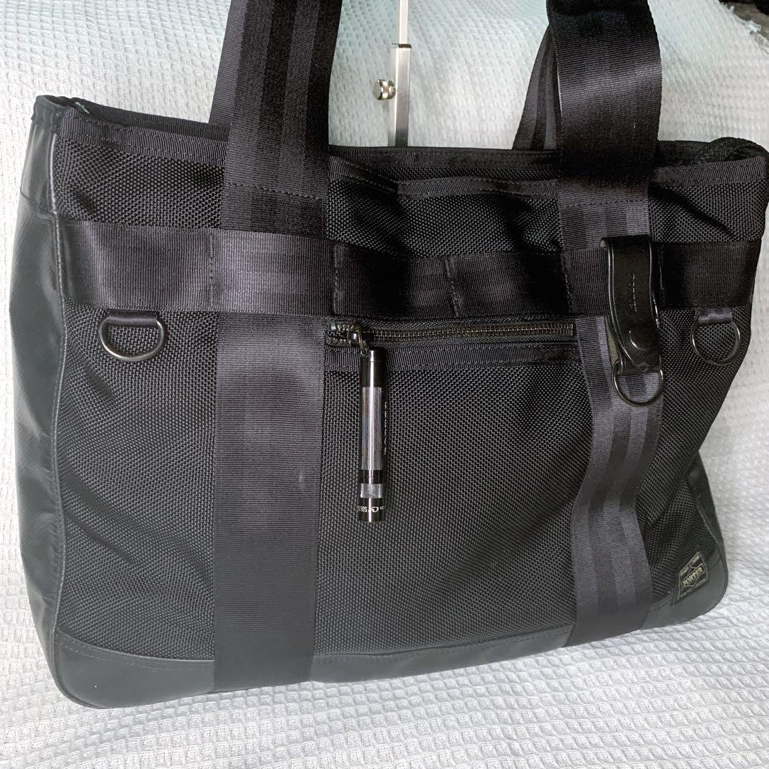 美品◎PORTER ポーター ヒート トート バッグ ビジネス ブラックA4