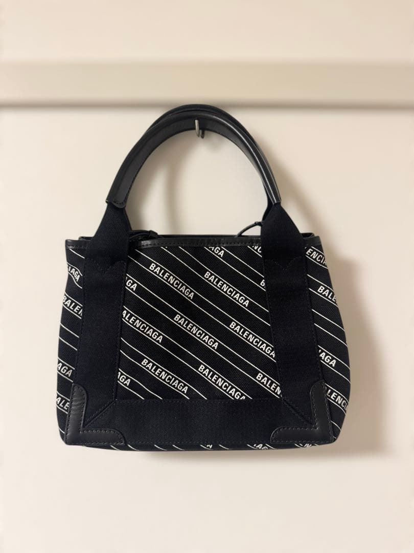 BALENCIAGA バレンシアガ ロゴ総柄 ミニトートバッグ ブラック
