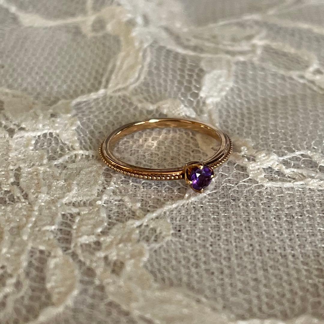 アガット　アメシスト　ピンキーリング　3号