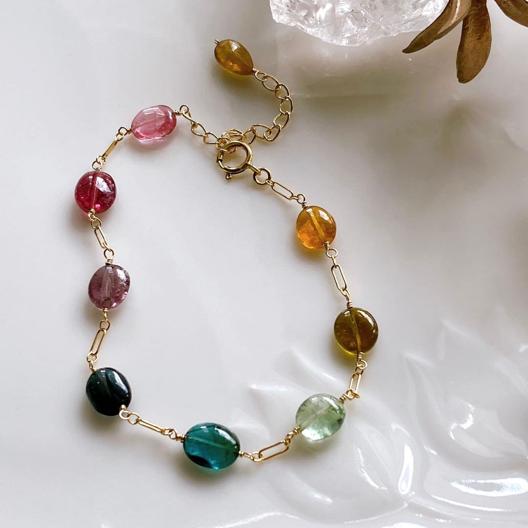 Kaya◆マルチカラートルマリンブレスレット✧14kgf