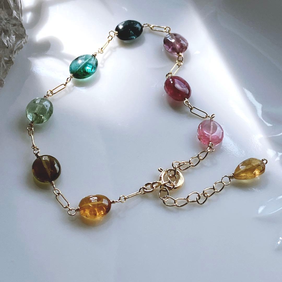 Kaya◆マルチカラートルマリンブレスレット✧14kgf
