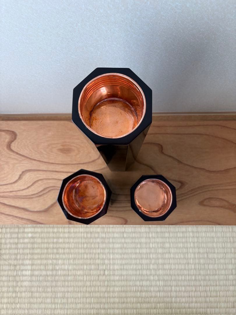 64 美品！短三管筒　3本セット　溜塗り　華道　生花　格花　花器