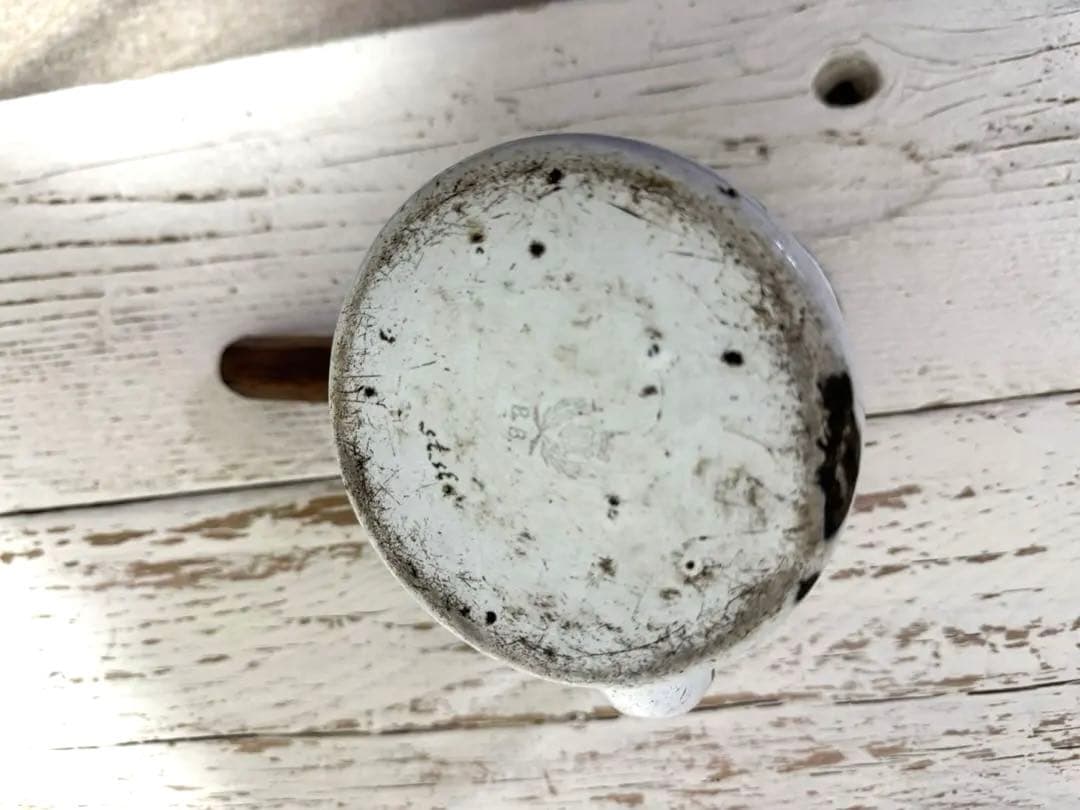 フランスアンティーク BB社 エナメル ホーローポット 薔薇柄 ショコラティエ