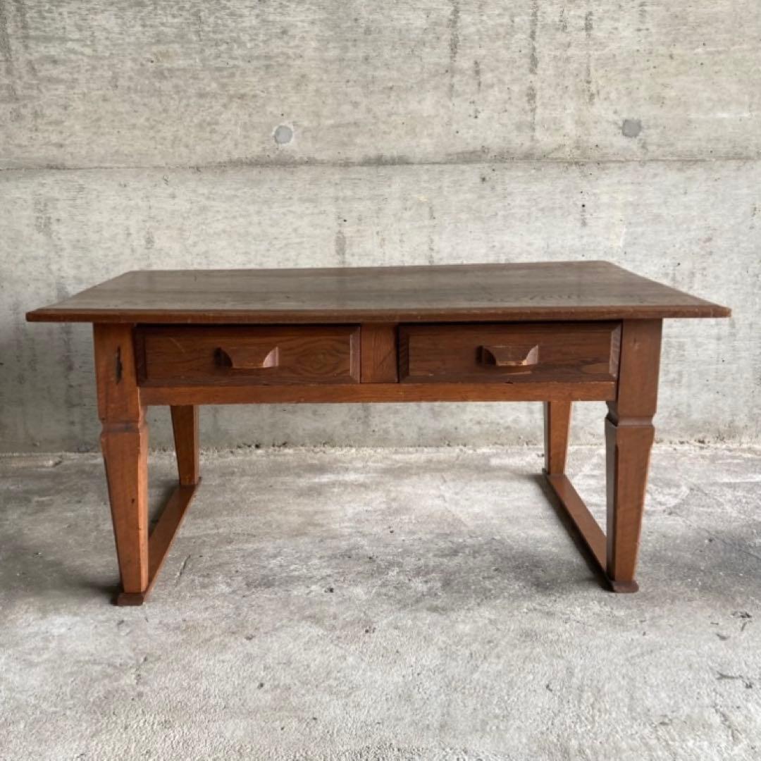 古い味のある文机 座卓 テーブル 引き出し 木製 和風 家具 古道具 レトロ