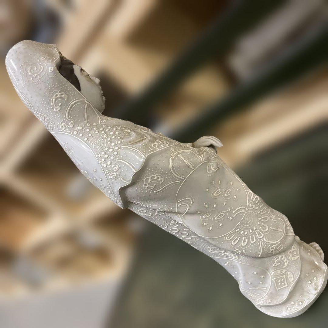 九谷焼白絵付け金彩観音　石川県 日本美術　骨董品　アンティーク