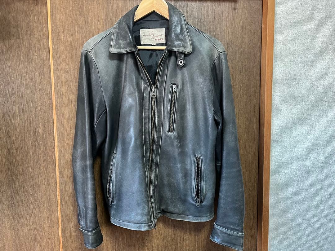 AVIREX ブラック シングルライダースジャケット M