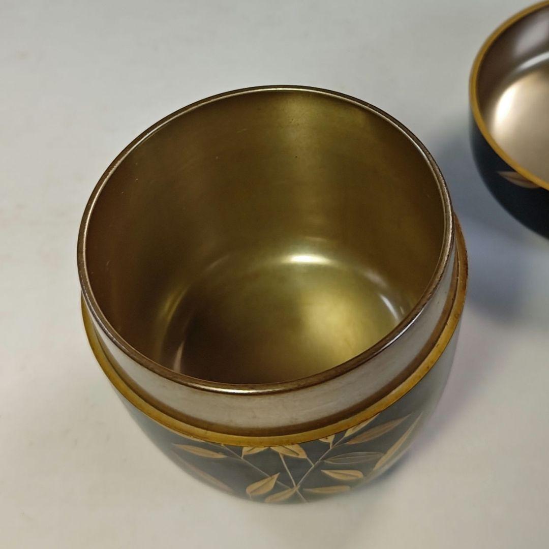 イ805 棗『目代春帆作』『堀内宗完　極箱』『笹露蒔絵　黒内銀地　大棗』漆塗