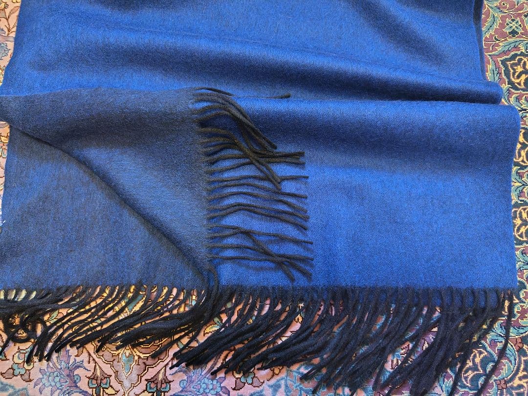 カシミヤダブルフェイスリバーシブルマフラー　ネイビー