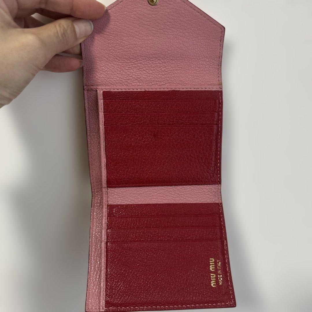 miu miu ピンク 三つ折りレター財布