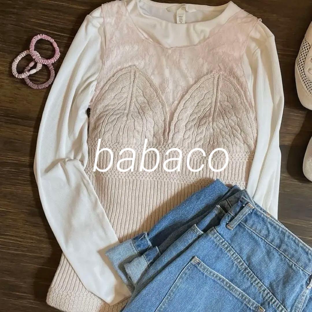 【新品未使用】babaco レース ケーブルタンク ベビーピンク バレエコア