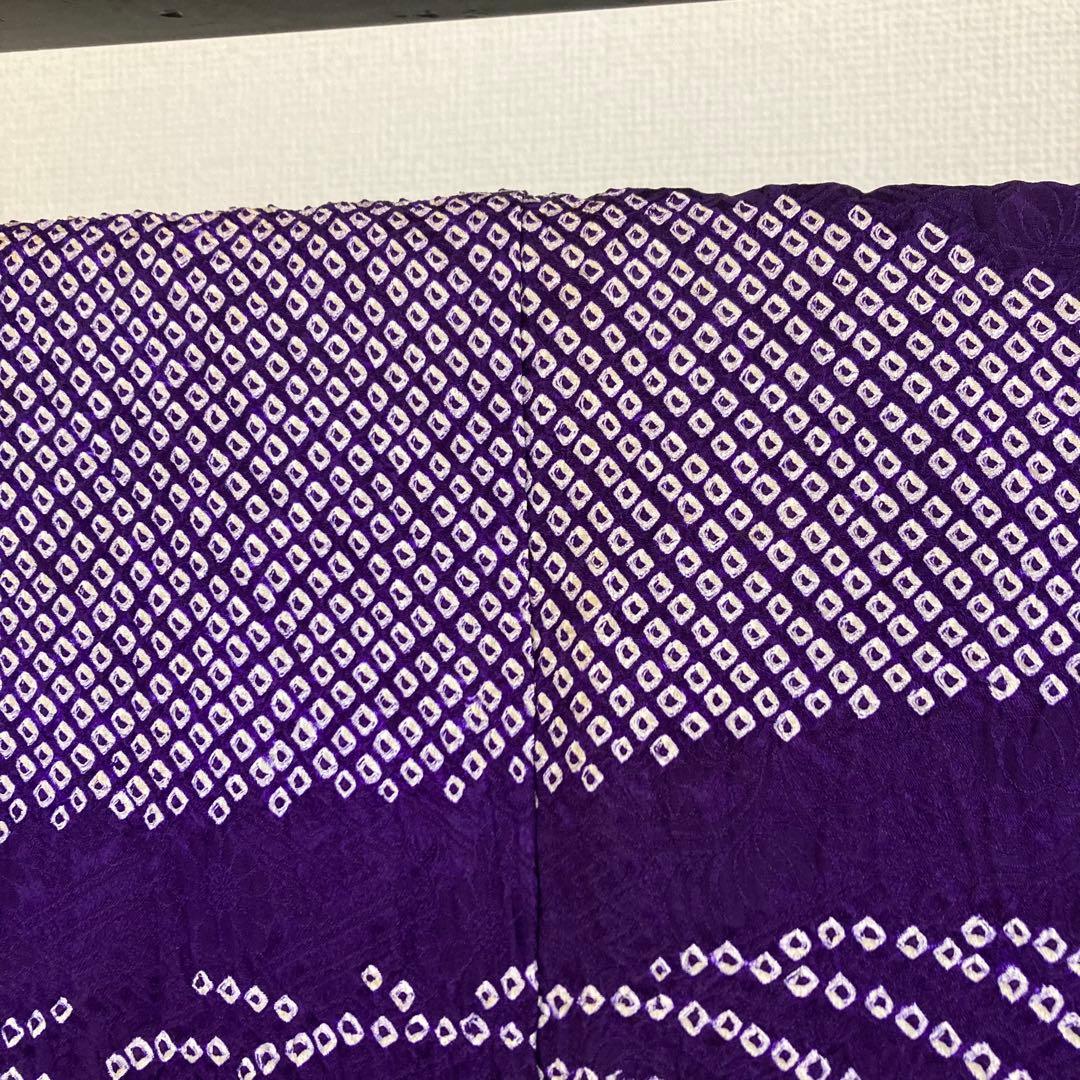 たべたいこ様 振袖 総絞り 鹿子絞り 紫単色 裄68 素敵なデザインT-5076