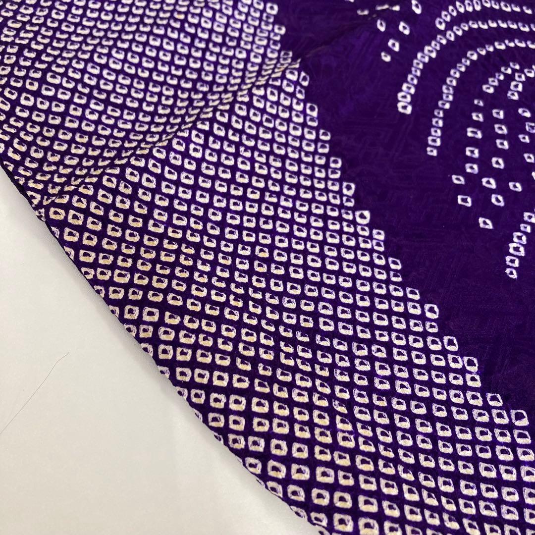 たべたいこ様 振袖 総絞り 鹿子絞り 紫単色 裄68 素敵なデザインT-5076