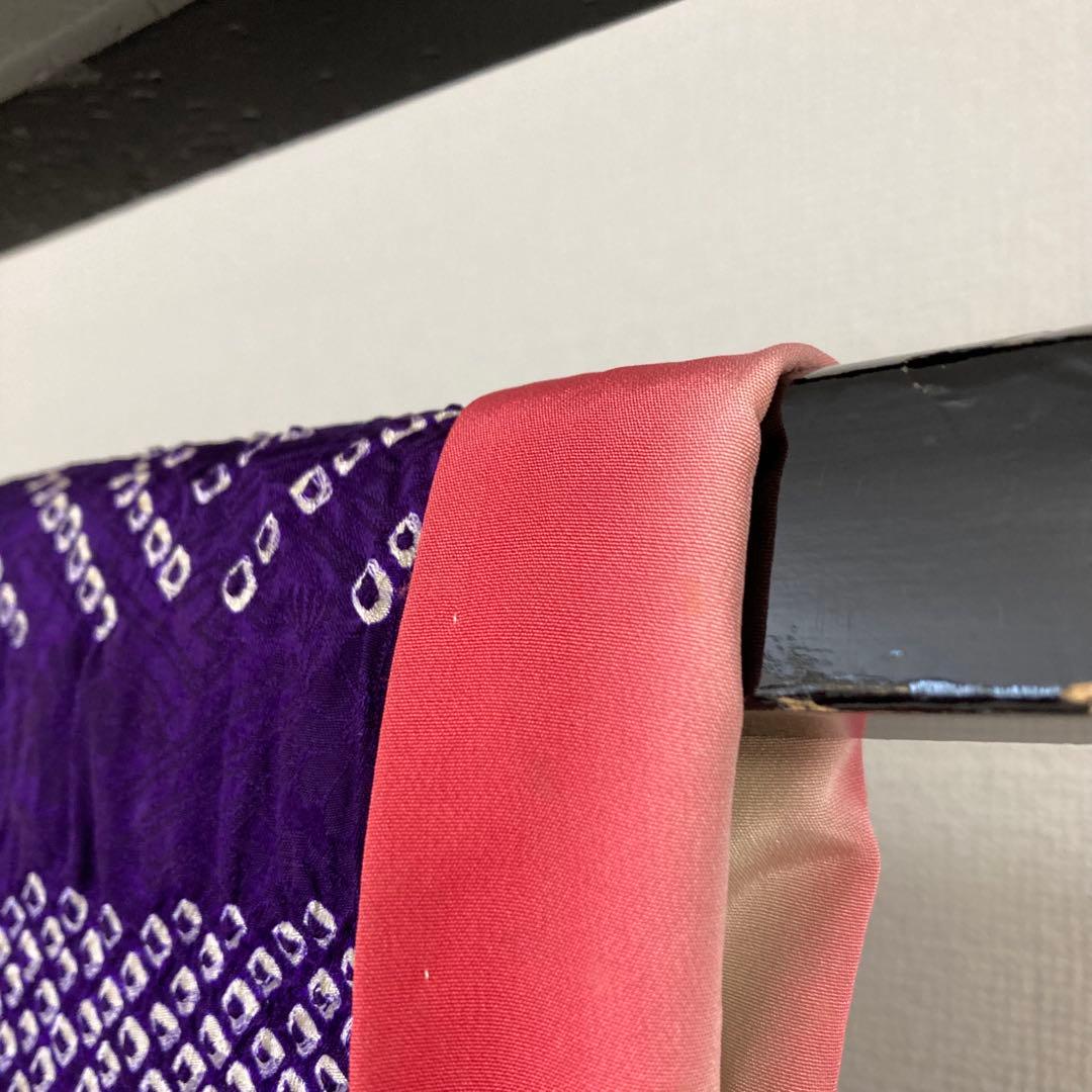 たべたいこ様 振袖 総絞り 鹿子絞り 紫単色 裄68 素敵なデザインT-5076