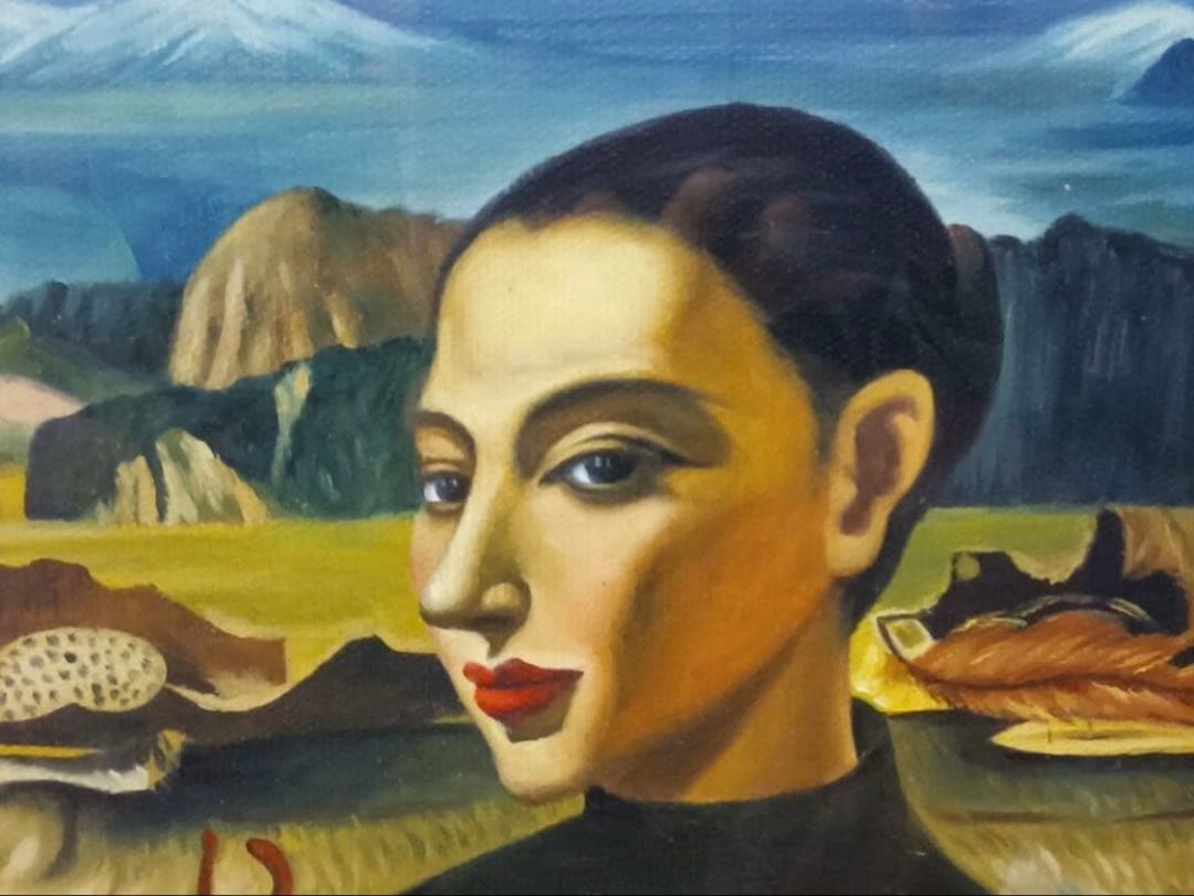 古沢岩美　油絵　F8号　額寸約58×52cm