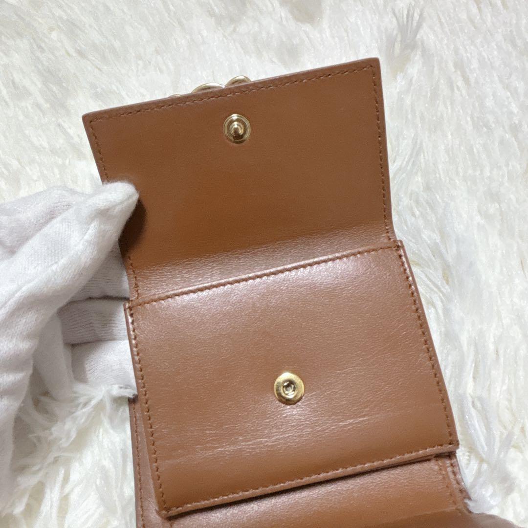 美品✨CELINE トリオンフ スモールフラップウォレット 三つ折り ブラウン