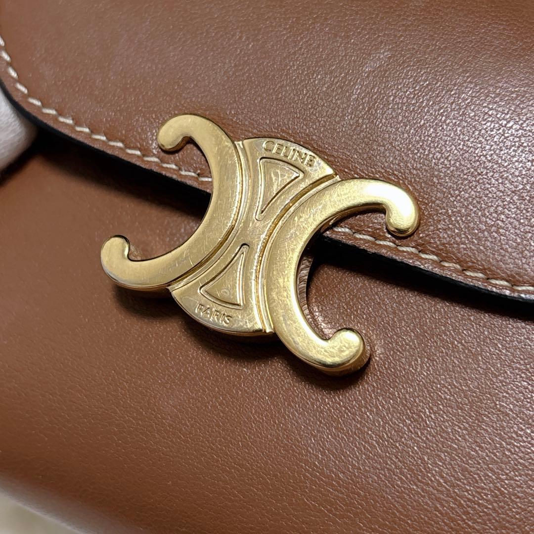 美品✨CELINE トリオンフ スモールフラップウォレット 三つ折り ブラウン