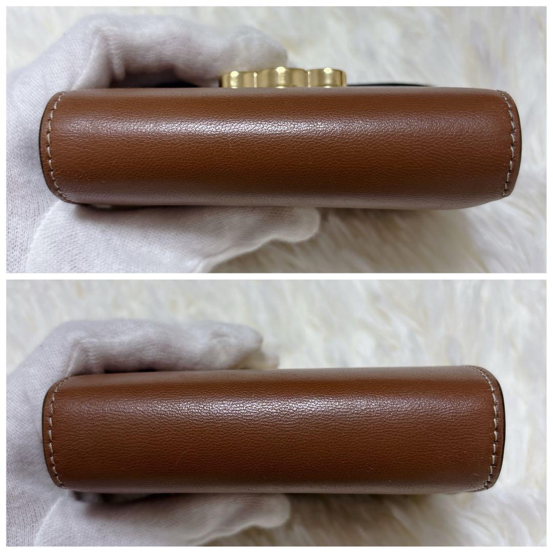 美品✨CELINE トリオンフ スモールフラップウォレット 三つ折り ブラウン