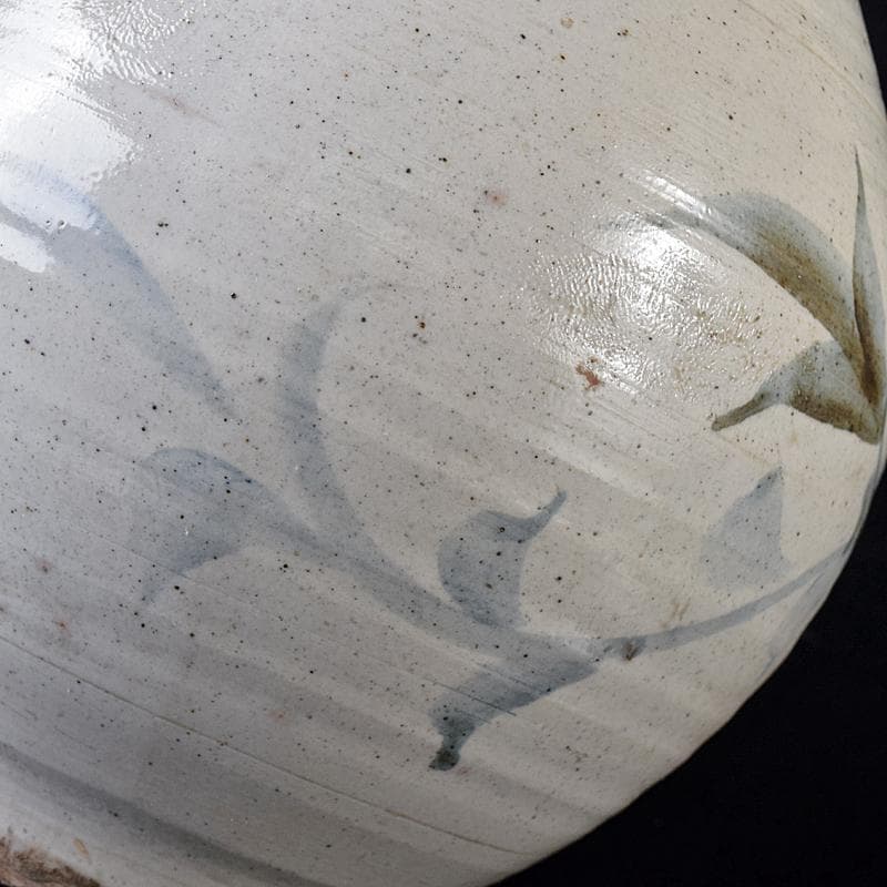 朝鮮美術　李朝　高麗白磁　染付　花文　碗口瓶　C　R8418