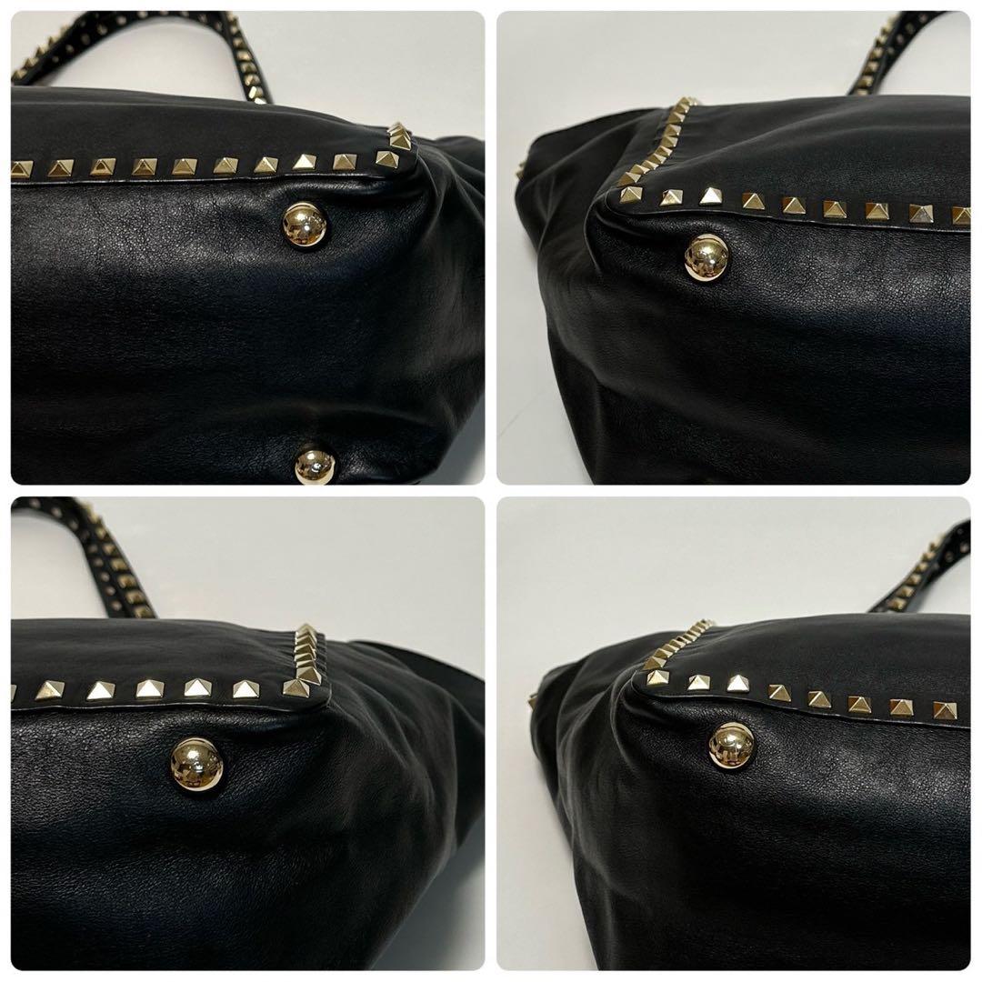 t67【極美品】ヴァレンティノ　ロックスタッズブラックレザー2wayショルダー.