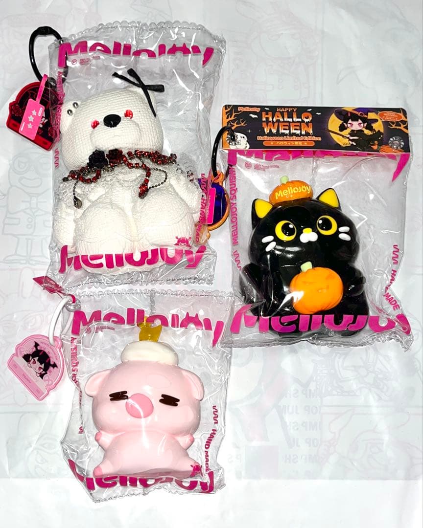 mellojoy メロジョイ ロゴ入袋 夜の古城 ハロウィン猫 アニマル ブタ