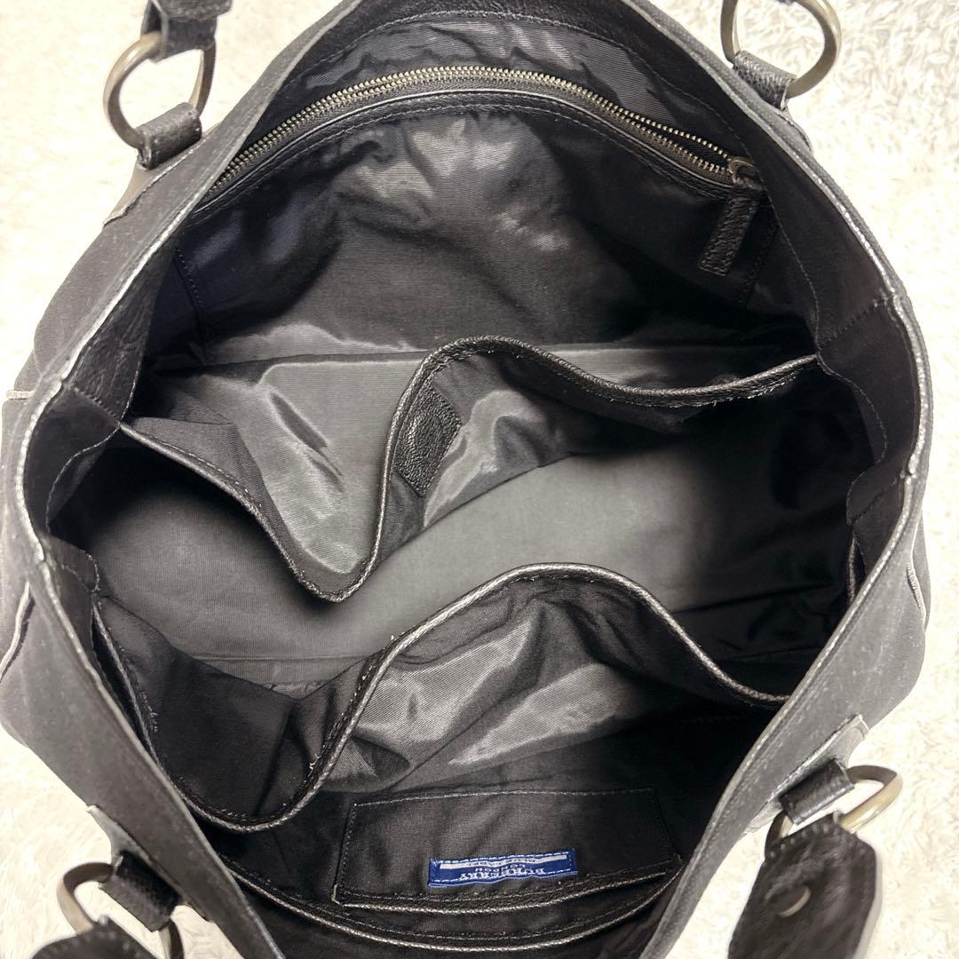 【美品】バーバリー ブルーレーベル トートバッグ ブラック レザー ホースロゴ