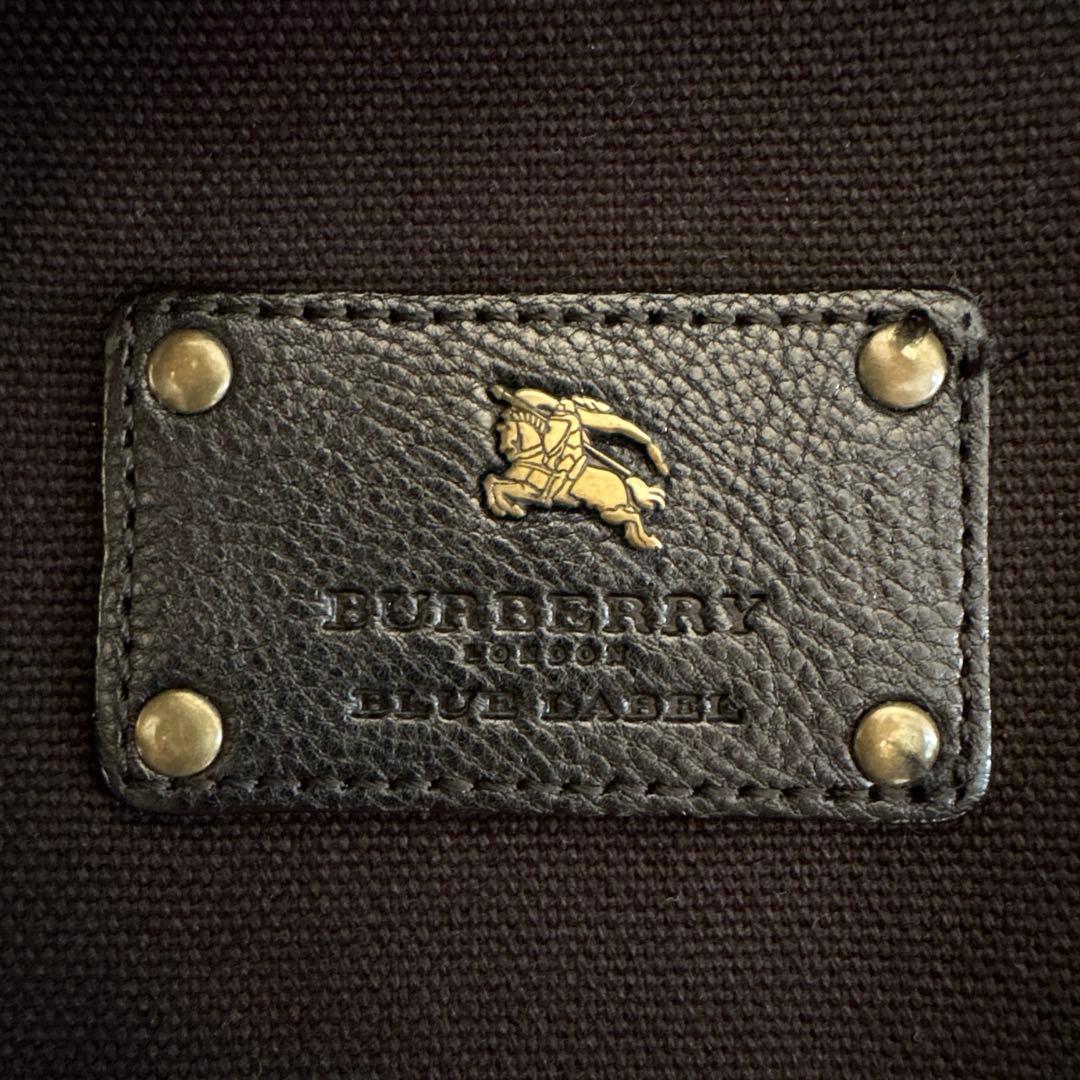 【美品】バーバリー ブルーレーベル トートバッグ ブラック レザー ホースロゴ