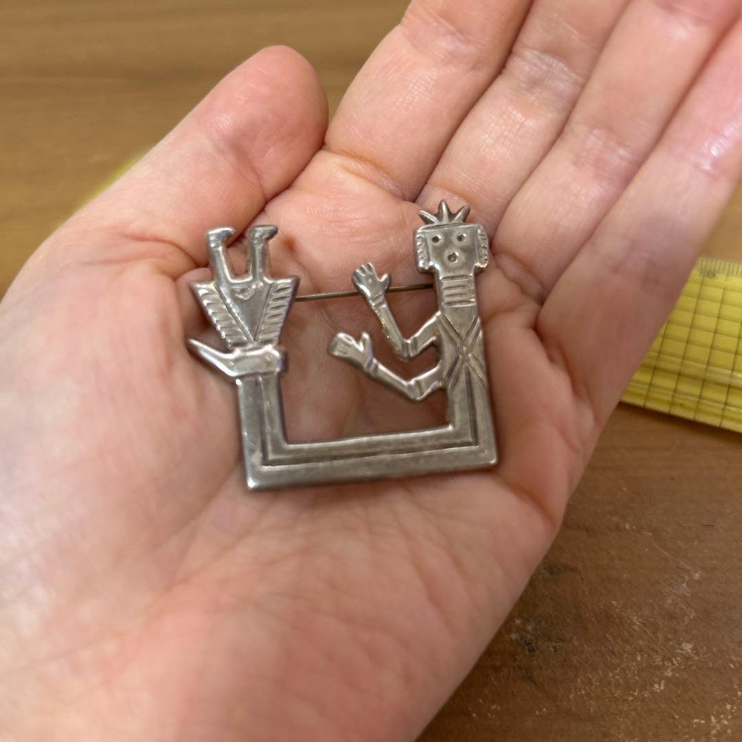 ヴィンテージ　ナバホ族　シルバー 　ピン ブローチ　ネイティブアメリカン