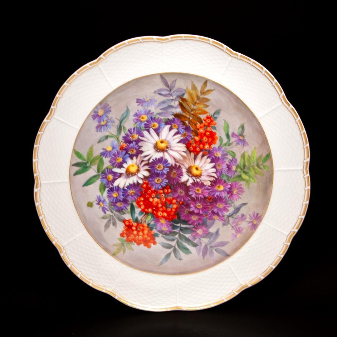 マイセン 金彩 「夏の花束」アルトツィアレリーフ 絵皿 直径 34.5センチ