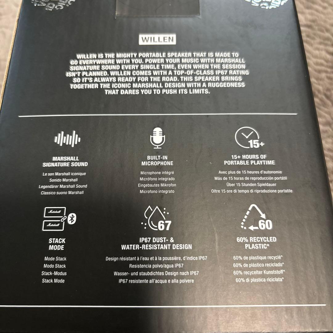 Marshall Bluetooth スピーカー ブラック　WILLEN 防水