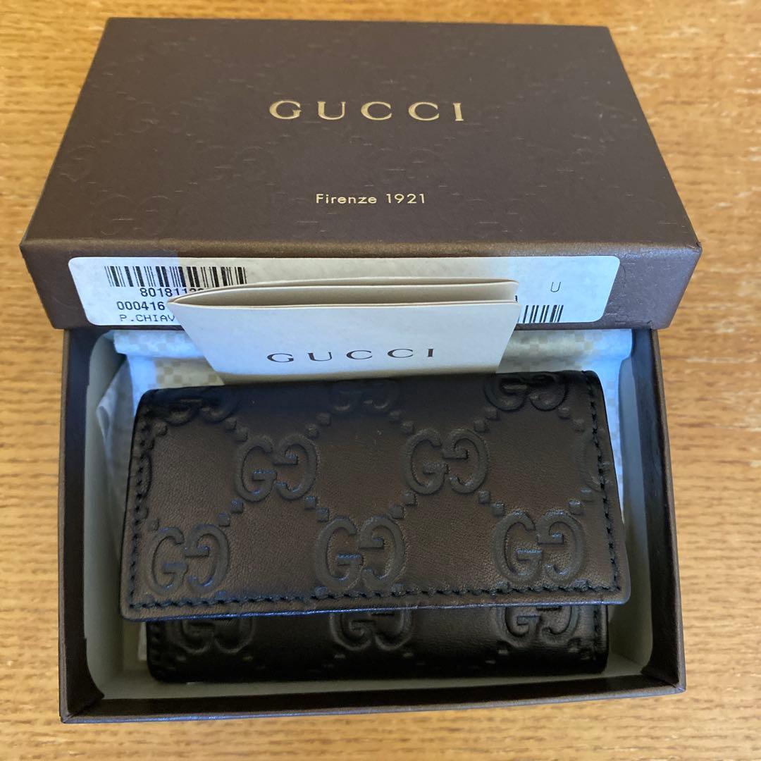 GUCCI 138093グッチキーケース レザー 黒 6連