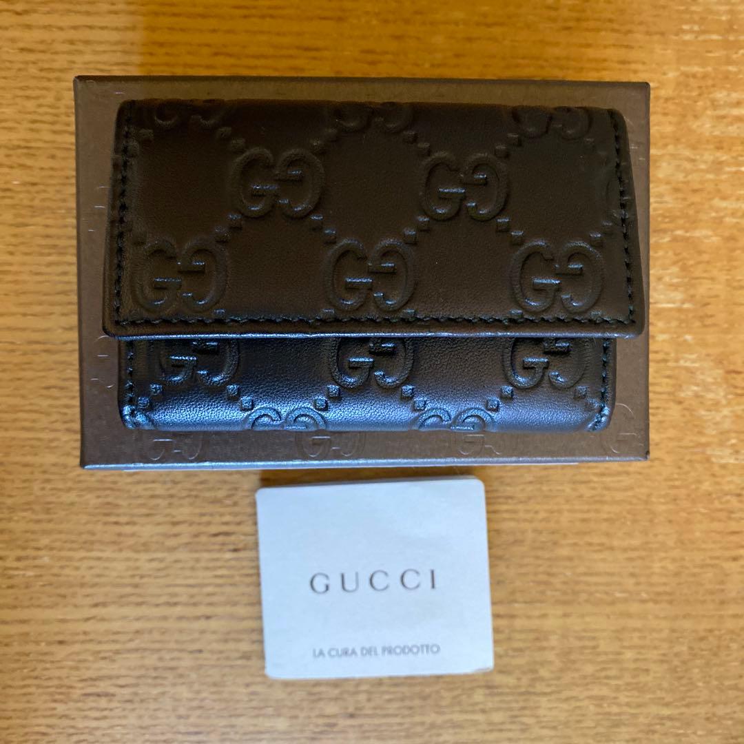 GUCCI 138093グッチキーケース レザー 黒 6連