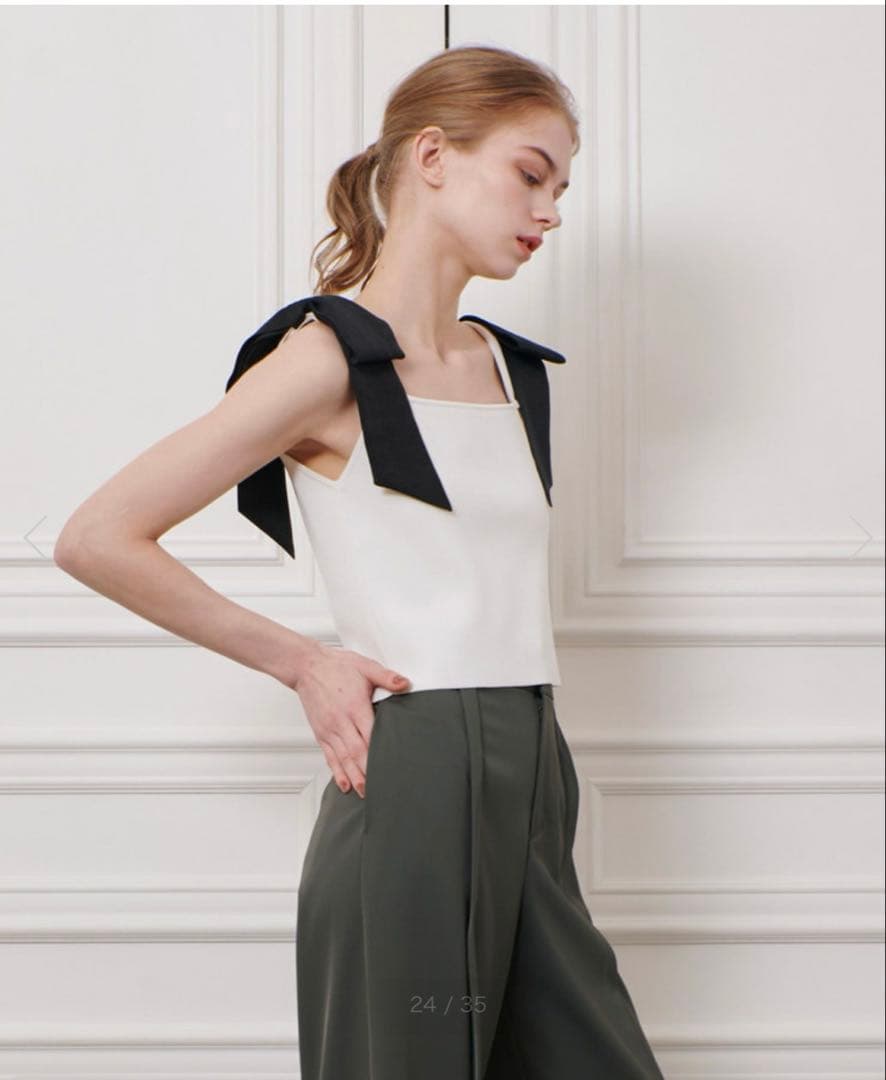 ルルウィルビー　ショルダーリボンミニタンクプルオーバー