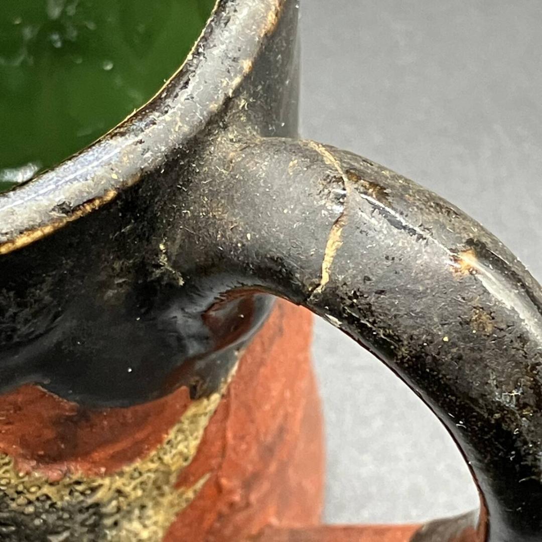 明治期　里帰り　隅田焼　龍図浮彫　マグカップ　井上 良斎　印銘　※訳あり