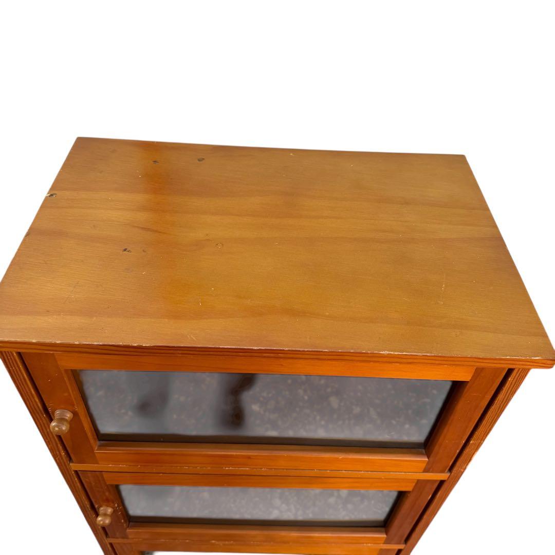 両面開き キャスター付 レトロ木製キャビネット