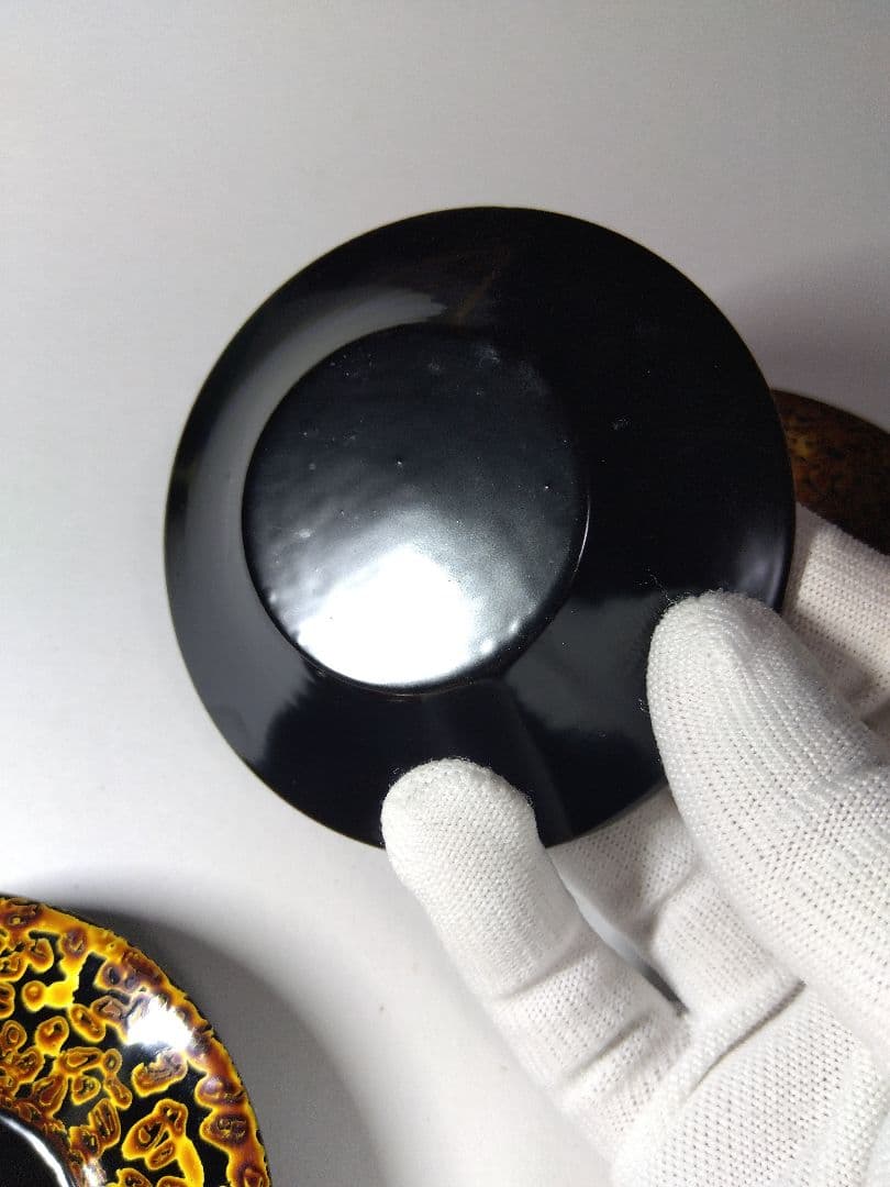 昭和レトロ　5個　会津塗　金虫喰塗　国産漆器　折笠漆器店　約9×2㎝