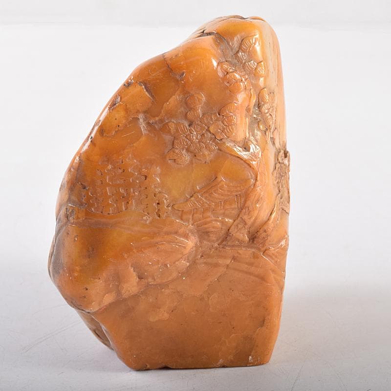 中国　篆刻　玉石田黄石彫刻　山水刻　印材　置物　Y　R8542