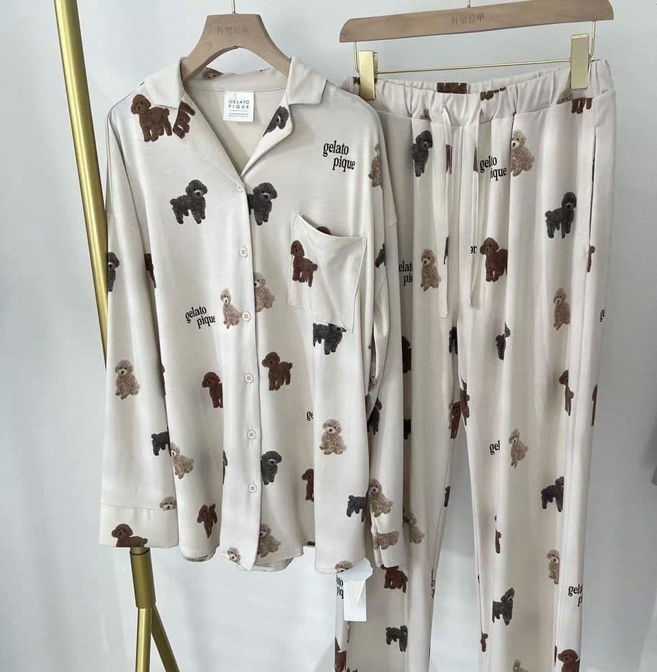 ジェラートピケ　トイプードル　ルームウェア　上下セット　　15-3