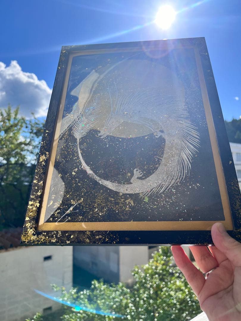 龍神様切り絵　銀虹龍　　昇龍　龍神絵　月創生龍神　月の神　切り絵　開運龍神絵