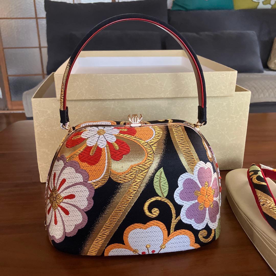 沙織　花柄刺繍 草履バックセット